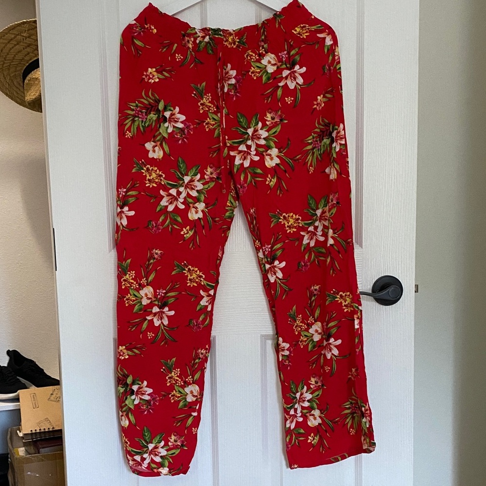 Hawaiian Floral Red Lounge Pants